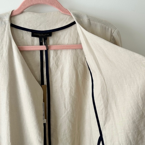 Donna Karan 100% Linen Beige Open Jacket - Picture 7 of 14